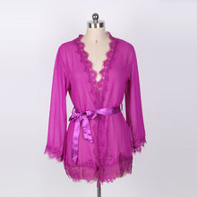 Load image into Gallery viewer, Women Sexy Lace Robe Mesh Nightgown Set