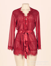Load image into Gallery viewer, Women Sexy Lace Robe Mesh Nightgown Set