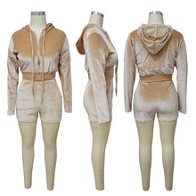 Load image into Gallery viewer, Velvet Zipper Outfit with Shorts