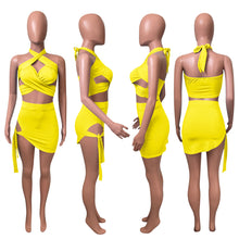 Load image into Gallery viewer, Women Lace Up Skirt Set