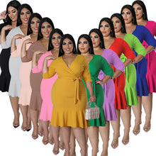 Load image into Gallery viewer, Plus Size V Neck Dress