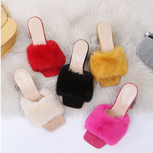 Load image into Gallery viewer, Fur High Heel Slippers