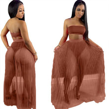 Load image into Gallery viewer, Women Lace Mesh Maxi 3 PCs Skirt Set