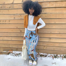 Load image into Gallery viewer, Colorful Pattern Fringe Pants