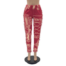 Load image into Gallery viewer, Colorful Pattern Fringe Pants