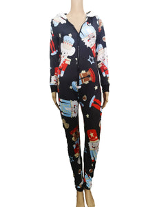 Christmas Hooded Onesie Pajamas with Butt Flap