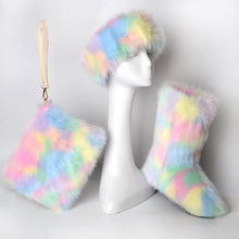 Load image into Gallery viewer, Furry 3 pcs Boots Hat Bag Set
