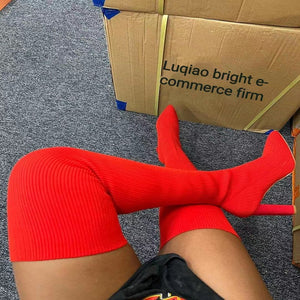 Knit Overknee Heel Boots Pre-Sale  (10% off when check out)
