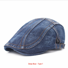 Load image into Gallery viewer, Men&#39;s Denim Beret, Classic Adjustable Cap Ivy Hat
