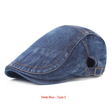 Load image into Gallery viewer, Men&#39;s Denim Beret, Classic Adjustable Cap Ivy Hat
