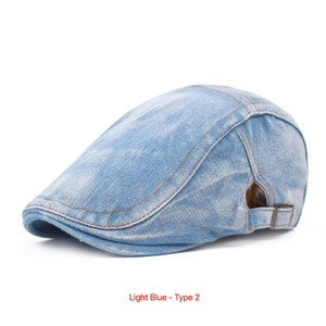 Men's Denim Beret, Classic Adjustable Cap Ivy Hat