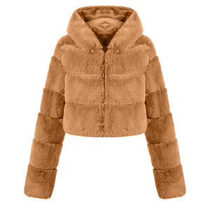Faux Fur Zipper Short Coat