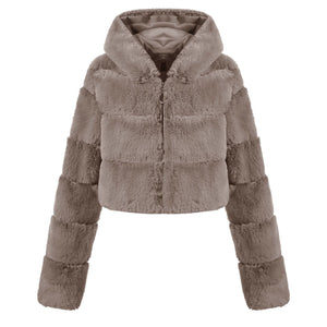 Faux Fur Zipper Short Coat