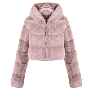 Faux Fur Zipper Short Coat